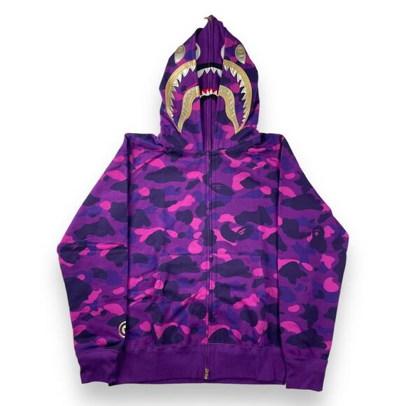 BAPE Color Camo Double Shark Full Zip Hoodie Size L - Picture 1 of 14